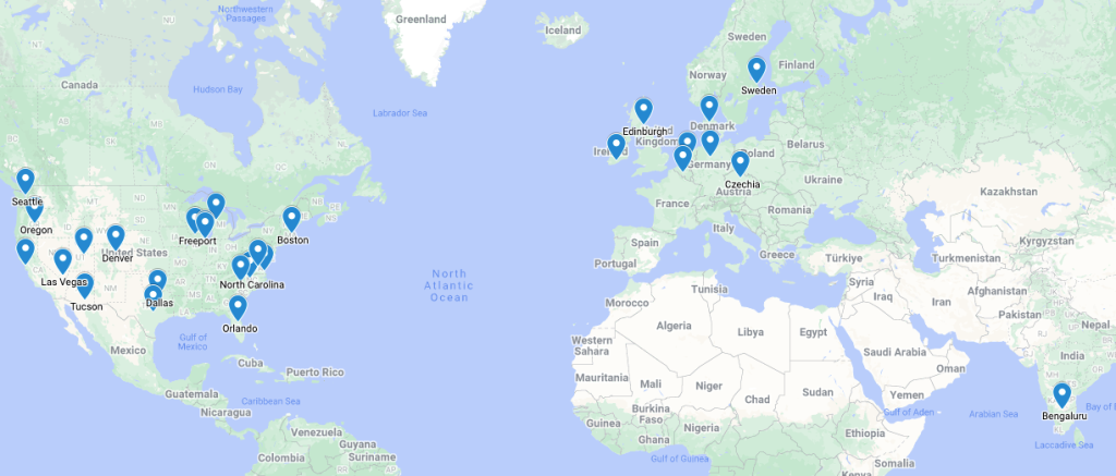 Attendee locations at the KCS Roundtables