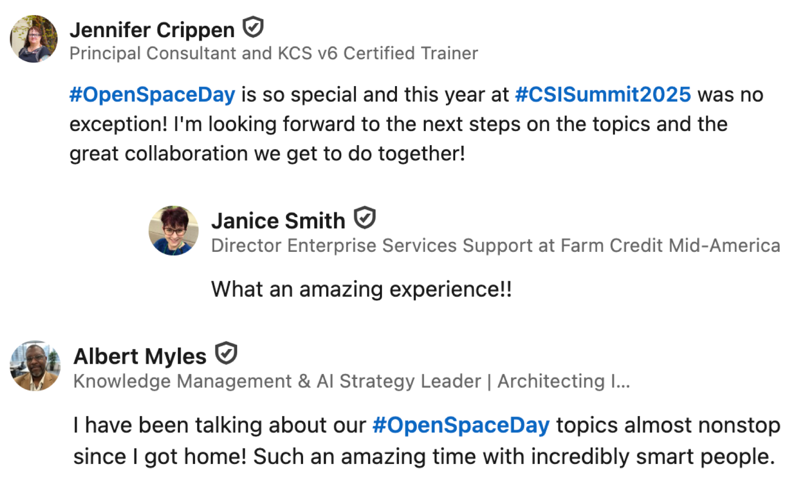 positive quotes about Open Space sessions